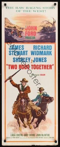 4h320 TWO RODE TOGETHER insert '61 John Ford, art of James Stewart & Richard Widmark on horses!