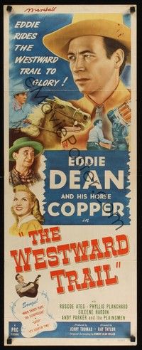 4h338 WESTWARD TRAIL insert '48 cowboy Eddie Dean & horse Copper ride the westward trail!