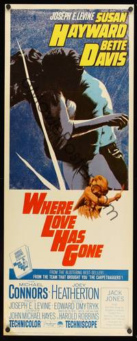 4h339 WHERE LOVE HAS GONE insert '64 Susan Hayward, Bette Davis, trashy Harold Robbins!