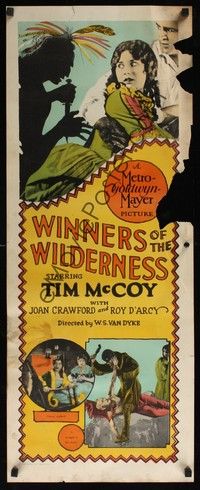 4h001 WINNERS OF THE WILDERNESS insert '27 pioneers Tim McCoy & Joan Crawford attacked by Indians!