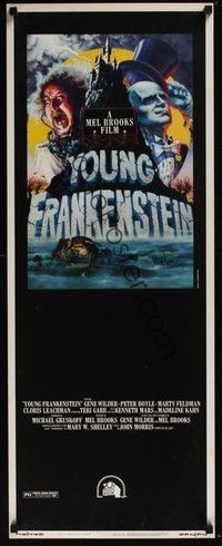4h351 YOUNG FRANKENSTEIN insert '74 Mel Brooks, art of Gene Wilder, Peter Boyle & Marty Feldman!