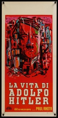 4h470 CRIMES OF ADOLF HITLER Italian locandina '61 German documentary, Ercole Brini art!