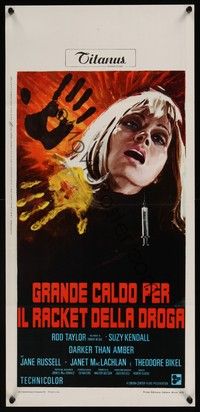 4h473 DARKER THAN AMBER Italian locandina '70 strange thriller artwork!