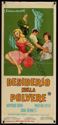 4h477 DESIRE IN THE DUST Italian locandina '60 Manno art of sexy Martha Hyer!