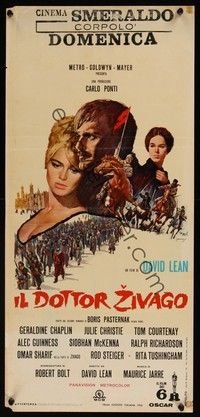 4h480 DOCTOR ZHIVAGO Italian locandina '66 Sharif, Julie Christie, David Lean epic, Terpning art!