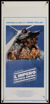 4h486 EMPIRE STRIKES BACK Italian locandina '80 George Lucas sci-fi classic, cool artwork by Jung!