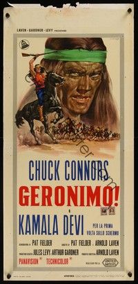 4h500 GERONIMO Italian locandina '62 Native American Indian warrior Chuck Connors, Casaro art!