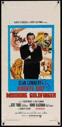 4h504 GOLDFINGER Italian locandina R70s different art of Sean Connery as James Bond 007!