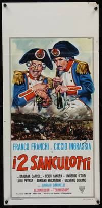 4h518 I DUE SANCULOTTI Italian locandina '66 wacky Casaro art of Franco Franchi & Ciccio Ingrassia