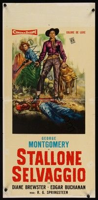 4h527 KING OF THE WILD STALLIONS Italian locandina '65 George Montgomery, cool artwork!