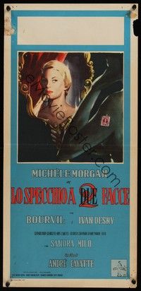 4h551 MIRROR HAS TWO FACES Italian locandina '58 cool artwork of Michele Morgan by Ciriello!