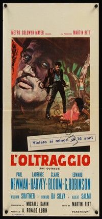 4h557 OUTRAGE Italian locandina '64 Paul Newman as a Mexican bandit in a loose remake of Rashomon!