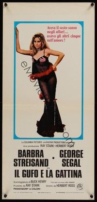 4h558 OWL & THE PUSSYCAT Italian locandina '70 sexiest full-length Barbra Streisand!