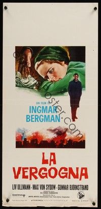 4h581 SHAME Italian locandina '69 Ingmar Bergman, Liv Ullmann, Max Von Sydow, Skammen!