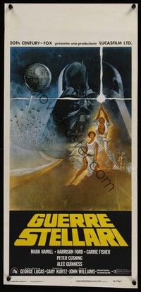 4h591 STAR WARS Italian locandina R80s George Lucas classic sci-fi epic, great art by Tom Jung!