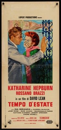 4h594 SUMMERTIME Italian locandina R64 different art of Katharine Hepburn & Rossano Brazzi!