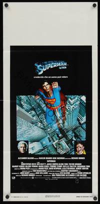 4h596 SUPERMAN Italian locandina '78 comic book hero Christopher Reeve, Gene Hackman!