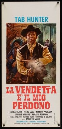 4h615 VENGEANCE IS MY FORGIVENESS Italian locandina '68 Deamicis artwork of gunslinger Tab Hunter!