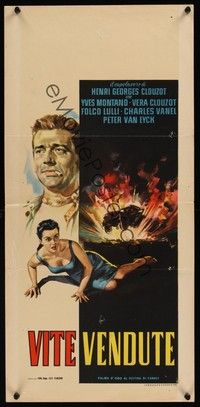 4h617 WAGES OF FEAR Italian locandina R50s Yves Montand, Henri-Georges Clouzot's suspense classic!