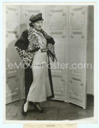 4j078 GLORIA SWANSON deluxe 10x13 still '20s wearing Russian wool with leopardskin trim & hat!