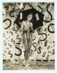 4j122 LILIAN ROTH deluxe 10.75x14 still '20s it's raining money but her umbrella is up by Otto Dyar!