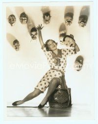 4j131 MADGE EVANS deluxe 11x14 still '20s great portrait in polkadot dress holding mask by Hurrell!