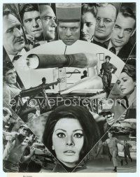 4j158 OPERATION CROSSBOW deluxe 10x13 still '65 Sophia Loren, George Peppard, cool cast montage!