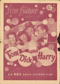 4j392 TOM, DICK & HARRY German program '46 different images of pretty Ginger Rogers & Murphy!