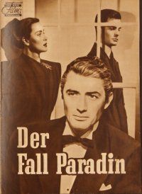 4j339 PARADINE CASE German program '52 Alfred Hitchcock, Gregory Peck, Ann Todd, Valli
