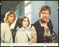 4k517 STAR WARS color 11x14 '77 close up of Mark Hamill, Harrison Ford & Carrie Fisher!