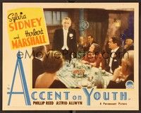 4k018 ACCENT ON YOUTH LC '35 Sylvia Sidney listens to Herbert Marshall at dinner table!