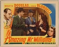 4k038 AMAZING MR. WILLIAMS LC '39 Joan Blondell congratulates man who caught Melvyn Douglas!