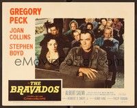 4k090 BRAVADOS LC #6 '58 close up of troubled Joan Collins & stern Gregory Peck sitting in church!