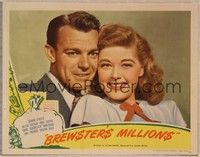 4k094 BREWSTER'S MILLIONS LC '45 great romantic close up of Dennis O'Keefe & Helen Walker!