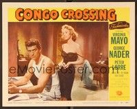 4k125 CONGO CROSSING LC #4 '56 close up of barely-dressed sexy Virginia Mayo & George Nader!