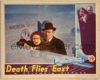 4k143 DEATH FLIES EAST LC '35 Conrad Nagel & Florence Rice standing by American Airlines plane!