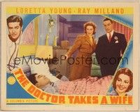 4k164 DOCTOR TAKES A WIFE LC '40 Loretta Young is shocked to see Ray Milland in her bed!