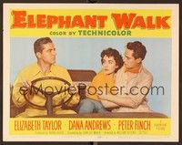 4k188 ELEPHANT WALK LC #1 '54 sexy Elizabeth Taylor between Dana Andrews & Peter Finch in jeep!