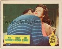 4k208 FIRE DOWN BELOW LC '57 close up of Robert Mitchum kissing sexy Rita Hayworth!