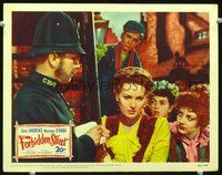 4k216 FORBIDDEN STREET LC #6 '49 Victorian English policeman stares at pretty Maureen O'Hara!