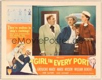 4k246 GIRL IN EVERY PORT LC #5 '52 Groucho Marx between William Bendix & pretty lady!