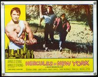 4k291 HERCULES IN NEW YORK LC '70 Arnold Schwarzenegger running in Central Park with Arnold Stang!