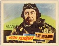 4k295 HIGH FLIGHT LC #6 '57 super close up of military fighter pilot Ray Milland in cockpit!