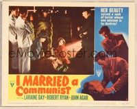 4k320 I MARRIED A COMMUNIST LC #8 '49 police look at Laraine Day on ground w/wounded Robert Ryan!
