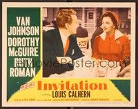 4k330 INVITATION LC #7 '52 close up of Van Johnson & Ruth Roman sitting at table!