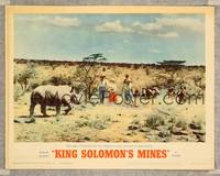 4k348 KING SOLOMON'S MINES LC #7 R62 Deborah Kerr & Granger charged by a mean rhino!