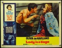 4k353 LADY IN A CAGE LC #1 '64 close up of Olivia de Havilland terrified by guy with knife!