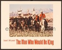 4k379 MAN WHO WOULD BE KING LC #1 '75 Sean Connery & Michael Caine with men on horses!