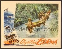 4k424 OBJECTIVE BURMA LC '45 Errol Flynn & men carry wounded soldier in stretcher over river!