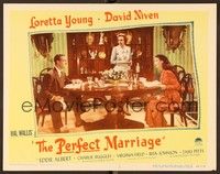 4k444 PERFECT MARRIAGE LC #7 '46 maid Zasu Pitts serves dinner to Loretta Young & David Niven!